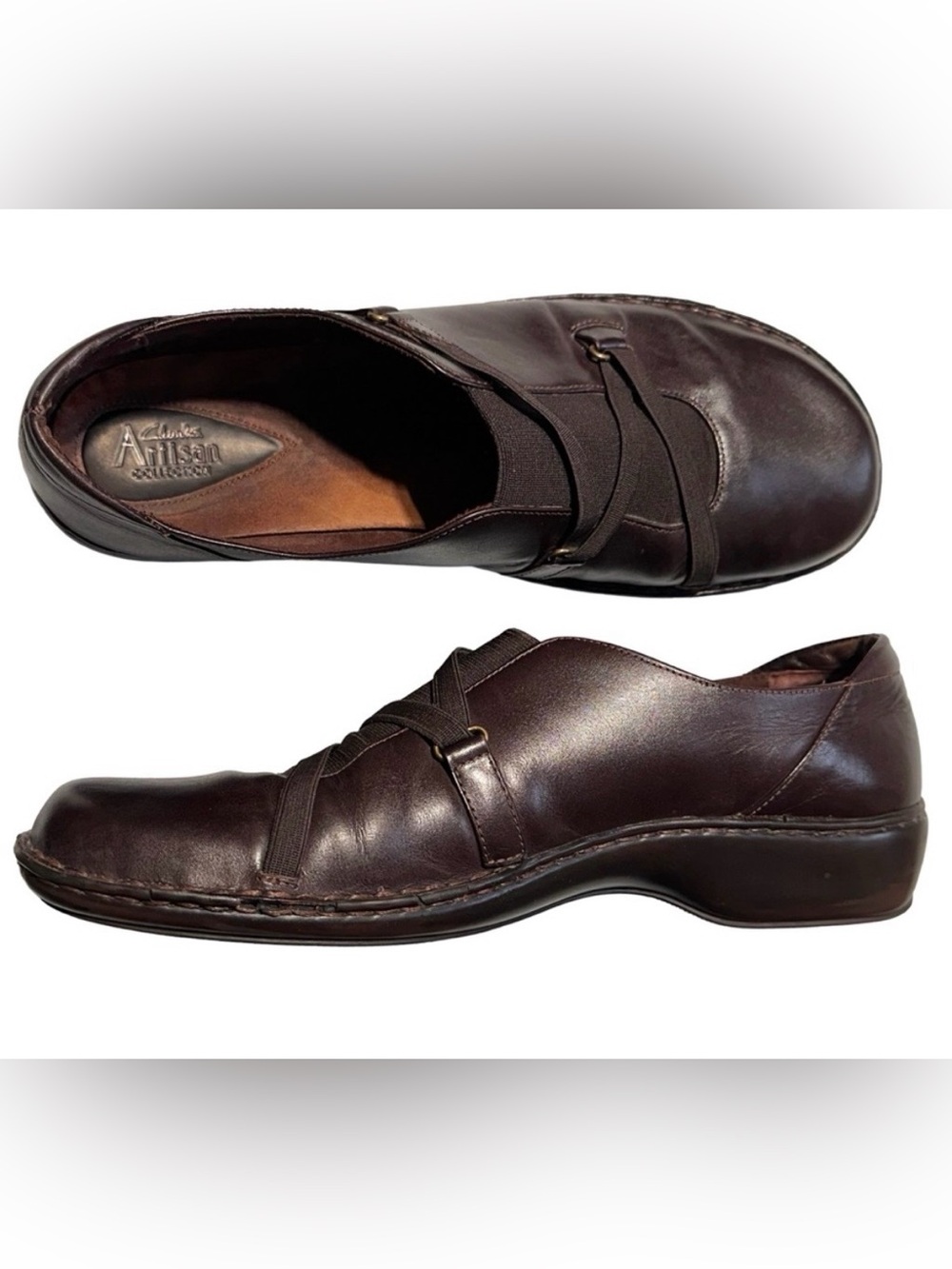 CLARKS ARTISAN Brown Leather Mary Jane Comfortcore Minimalist Flats